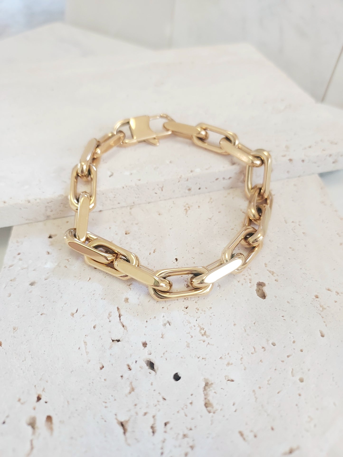 VINTAGE BRACELET WITH BIG LINKS-STAINLESS STEEL-18K GOLD PLATED-ISABELA-1 PIECE-