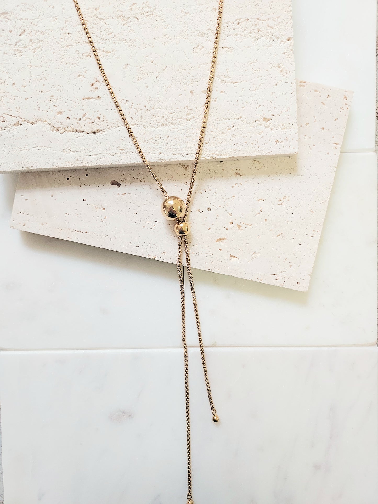 MINIMALIST BALL NECKLACE -18K GOLD PLATED-ADJUSTABLE-DIVERSITY OF SHAPES TO BE USED -MILLY -1PIECE