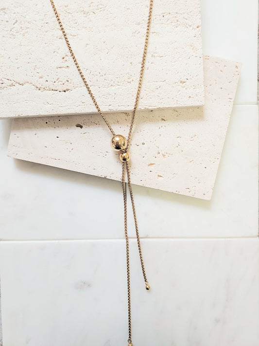 MINIMALIST BALL NECKLACE -18K GOLD PLATED-ADJUSTABLE-DIVERSITY OF SHAPES TO BE USED -MILLY -1PIECE