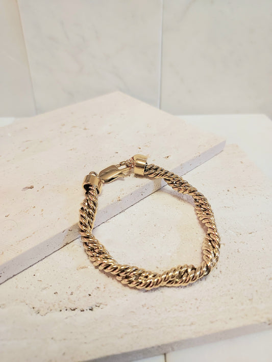 PULSERA TRENZADA-STAINLESS STEEL-CHAPADO EN ORO 18K -AGUEDA- 1 PIEZA-