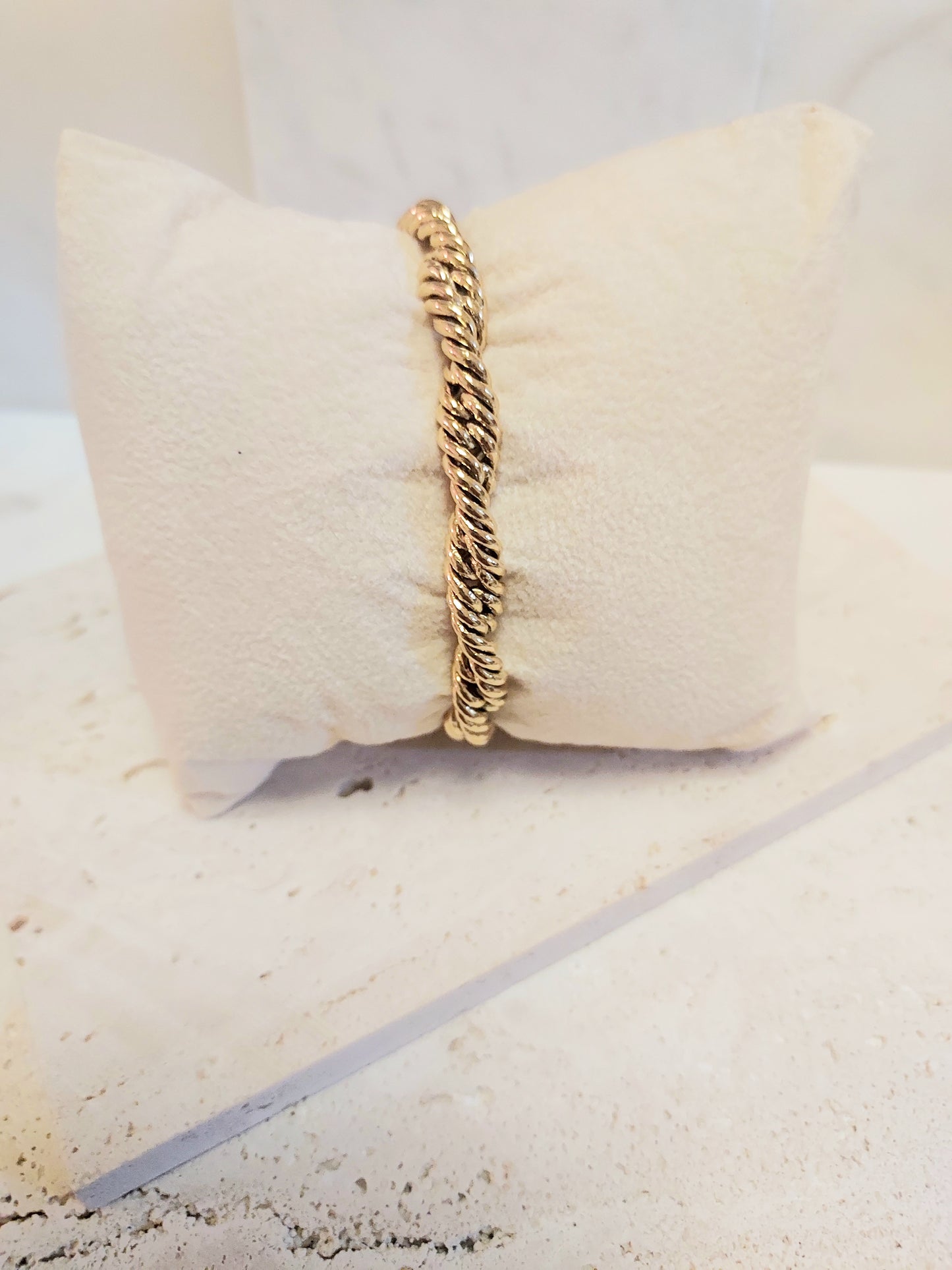 PULSERA TRENZADA-STAINLESS STEEL-CHAPADO EN ORO 18K -AGUEDA- 1 PIEZA-